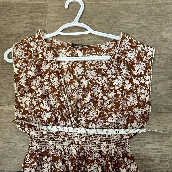 80. Poetry Brown White Floral Sleeveless Blouse Size Small - Picture 8 of 8